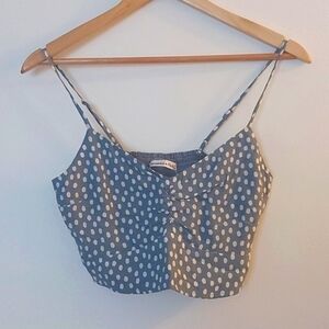 NWT Abercrombie and Fitch Polka Dot Cropped Tank Smocked Back Rouched Front